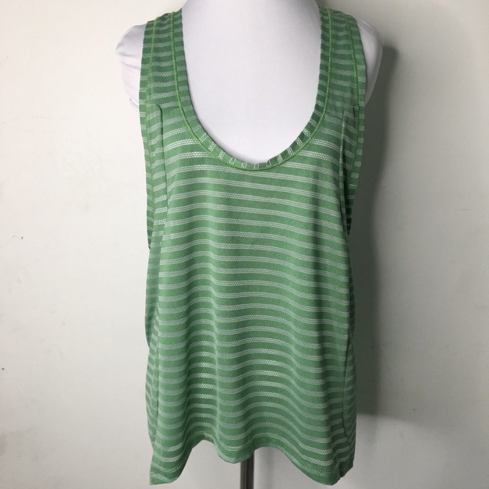 Zyia Women's Green Striped V Neck Racerback Tank Top Size XXL